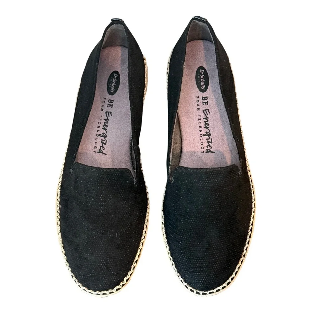 Dr Scholls Find Me Perforated Espadrille Flats Shoes in Black-Womens 7M - NWOB